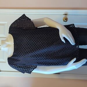 LOFT Petites Blue Velvet Polka Dot Sheer Blouse